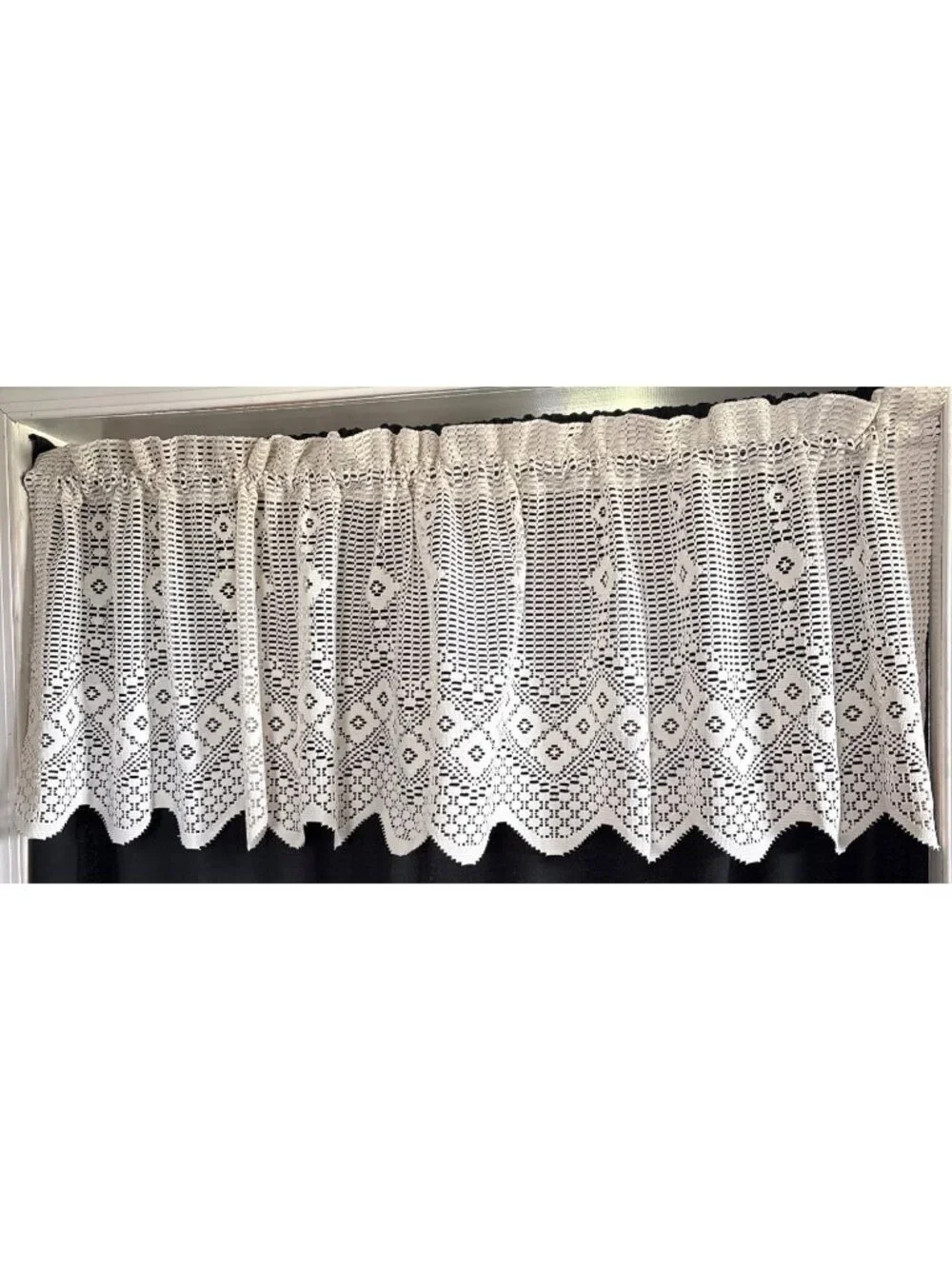 Crochet Cream Valance Curtain Panel 19